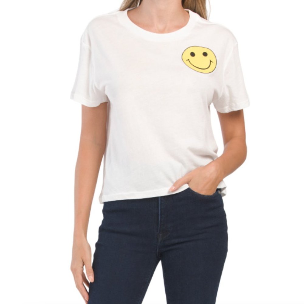 WILDFOX Bright White Smiley Face Tee